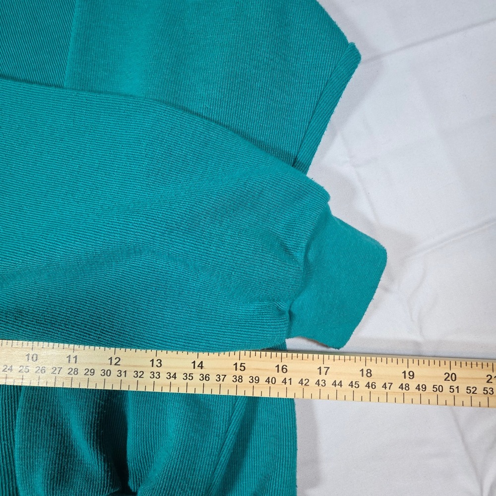 Vintage 90s Koret Sport Teal Ribbed Quarter Zip Sweatshirt Plaid Patches Small - Picture 7 of 8